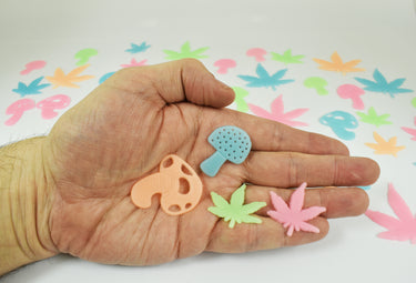 48 Piece Glow in The Dark Marijuana Weed Pot Leafs and Groovy Mushrooms Wall Ceiling Decor